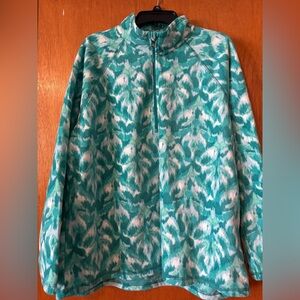 Eddie Bauer Teal and White Fleece Top XXL